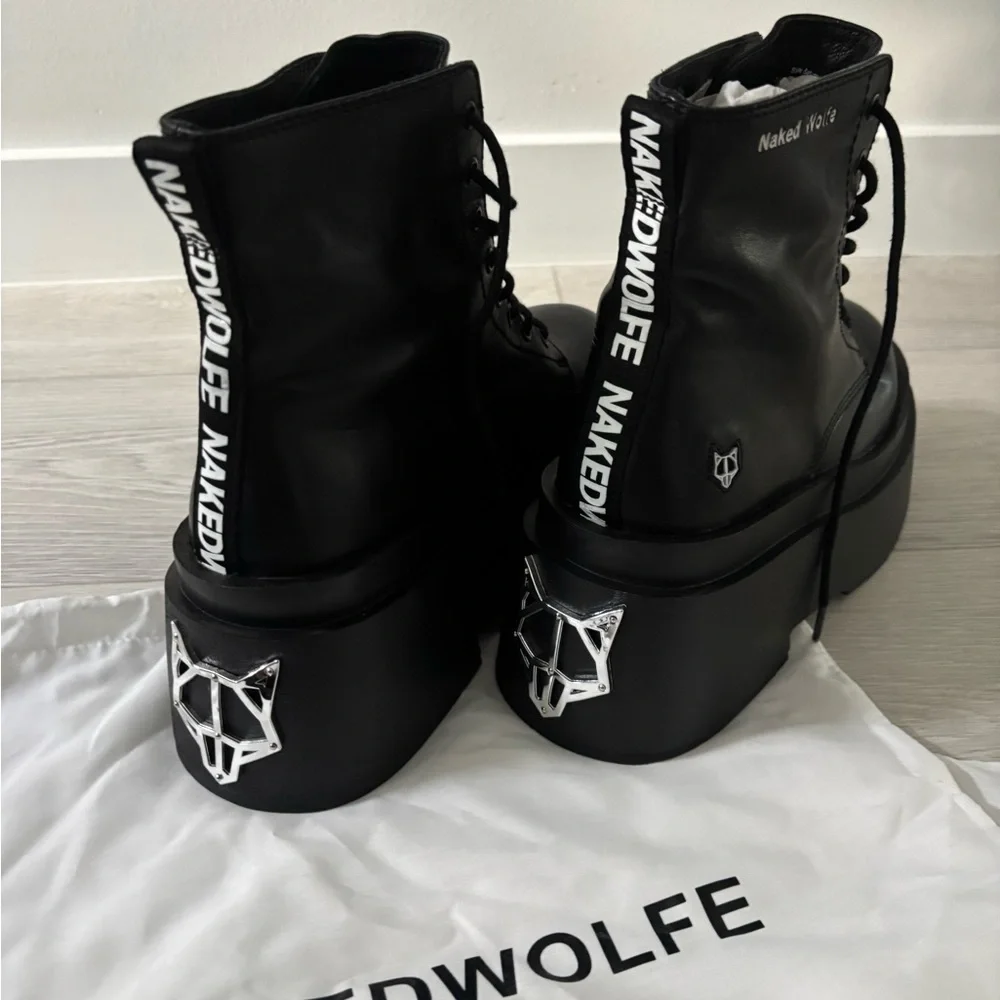 Naked Wolfe Black Platform Ankle Boots - Picture 10 of 15